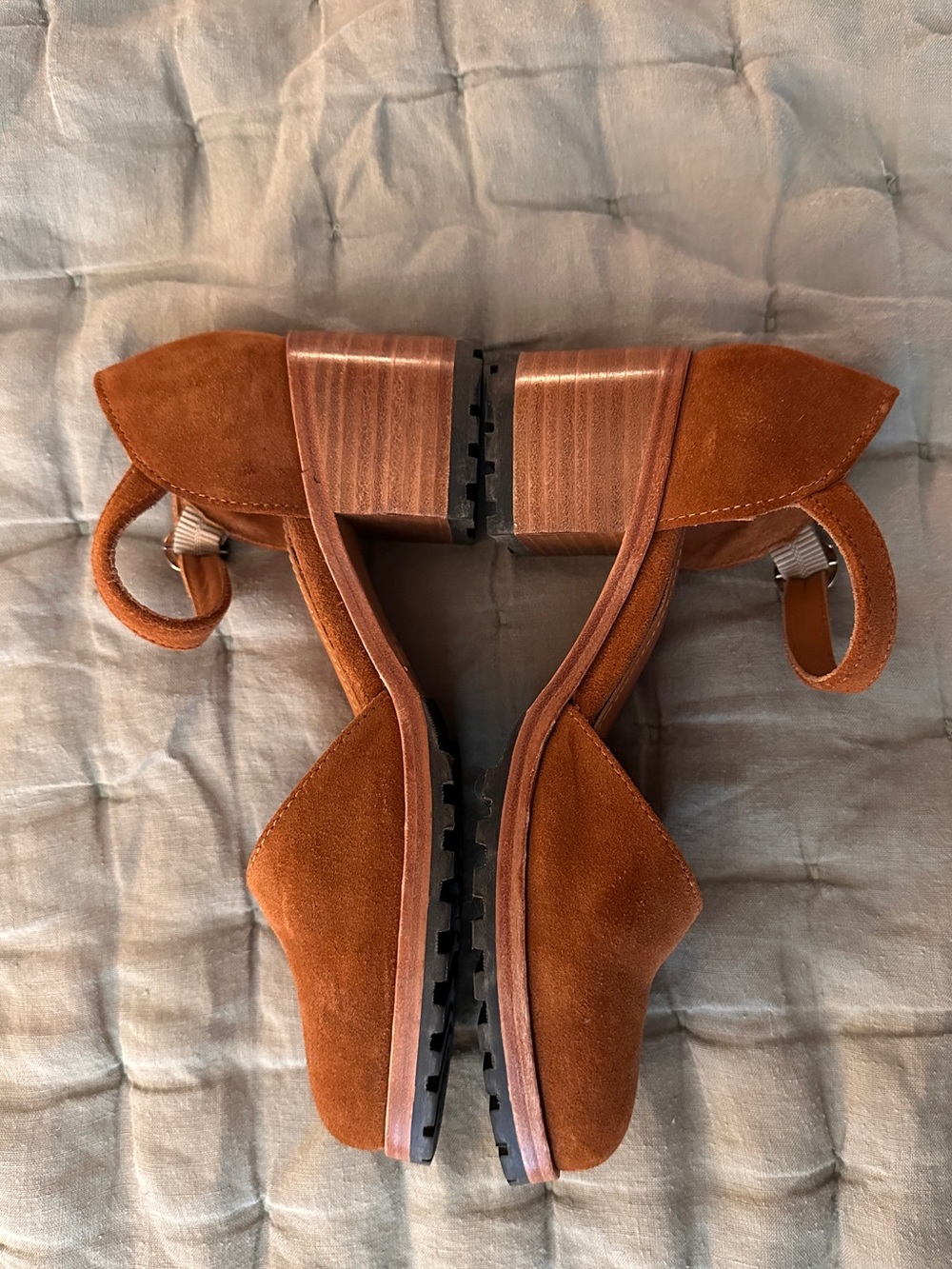 Portland Leather Suede Heeled Mary Jane Lug Sole - Toffee - Size 7.5 - Picture 6 of 7